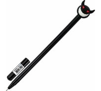 Шариковая ручка ЮНЛАНДИЯ Чертёнок с топпером, корпус ассорти, синяя, узел 0.7 мм 143812