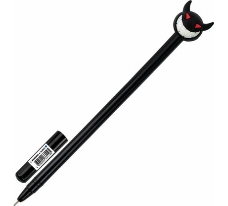 Шариковая ручка ЮНЛАНДИЯ Чертёнок с топпером, корпус ассорти, синяя, узел 0.7 мм 143812