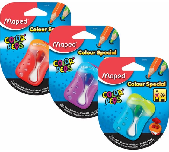 Точилка для цветных карандашей MAPED Color Pep's, с контейнером, 2 отверстия, корпус ассорти 043110 227333