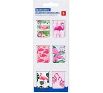 Магнитные закладки для книг BRAUBERG Flamingo набор 6 шт, 35x25 мм 113165