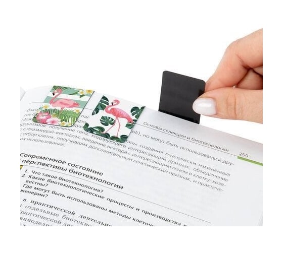 Магнитные закладки для книг BRAUBERG Flamingo набор 6 шт, 35x25 мм 113165