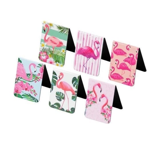 Магнитные закладки для книг BRAUBERG Flamingo набор 6 шт, 35x25 мм 113165