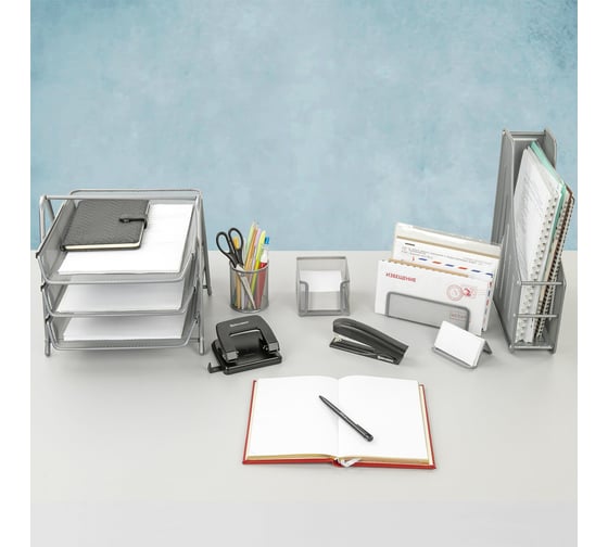 Настольный набор BRAUBERG Germanium 6 предметов, серебро, металл 237986