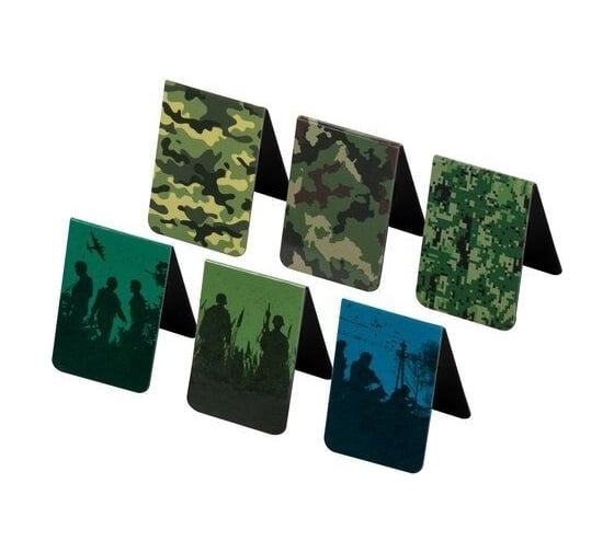 Магнитные закладки для книг BRAUBERG Military набор 6 шт, 35x25 мм 113164