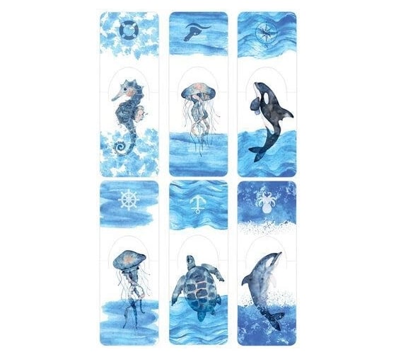 Магнитные закладки для книг BRAUBERG Marine Life c высечкой, набор 6 шт, 35x25 мм 113163