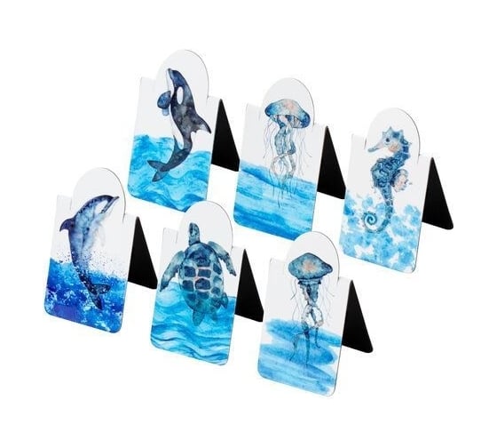 Магнитные закладки для книг BRAUBERG Marine Life c высечкой, набор 6 шт, 35x25 мм 113163