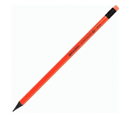 Набор чернографитных карандашей BRAUBERG Ultra Color 12 шт, Hb, с ластиком, пластиковые 181710