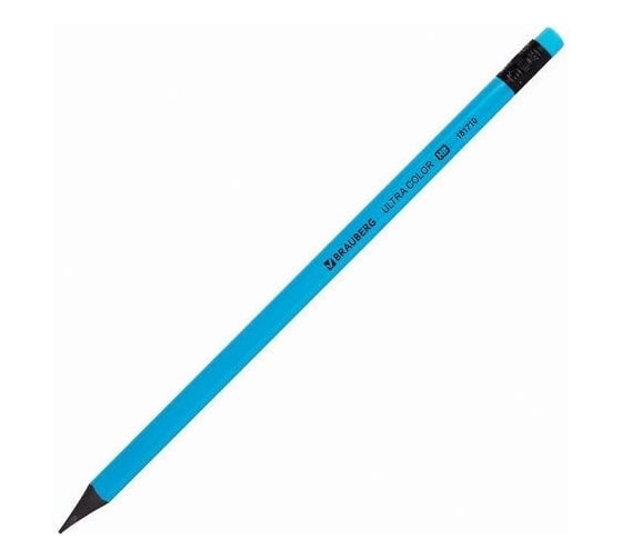 Набор чернографитных карандашей BRAUBERG Ultra Color 12 шт, Hb, с ластиком, пластиковые 181710