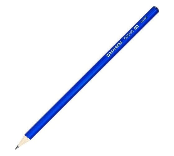 Чернографитный карандаш BRAUBERG COSMIC 1 шт, HB, корпус синий 181766 1