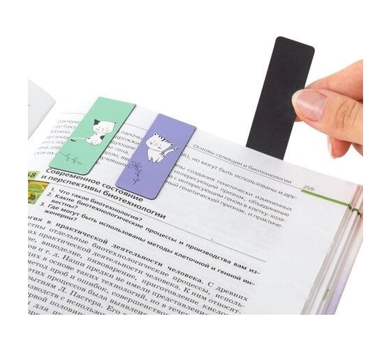 Магнитные закладки для книг BRAUBERG Cats набор 6 шт, 60x20 мм 113159