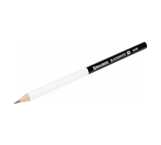 Чернографитный карандаш BRAUBERG Black White 1 шт, HB, корпус черно-белый 181767