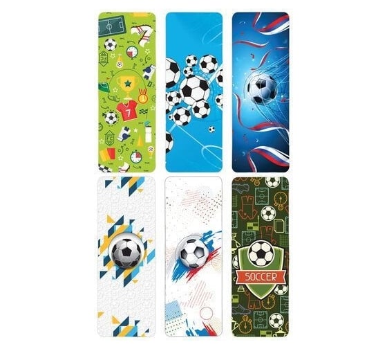 Магнитные закладки для книг BRAUBERG Football c высечкой, набор 6 шт, 35x25 мм 113161