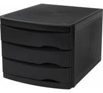 Бокс BRAUBERG Office-Expert с 3 выдвижными лотками, корпус чёрный, лотки черные, 235x300x355 мм 238038