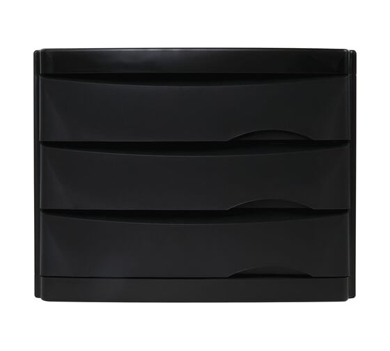 Бокс BRAUBERG Office-Expert с 3 выдвижными лотками, корпус чёрный, лотки черные, 235x300x355 мм 238038