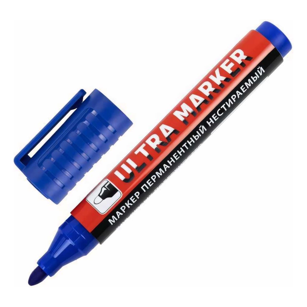 Перманентный маркер BRAUBERG ULTRA MARKER синий, 3.5 мм, с клипом ...