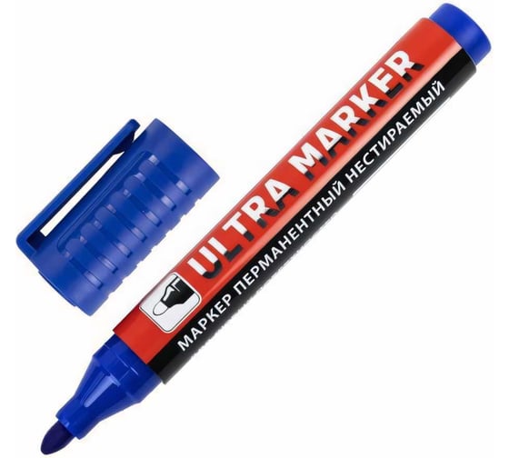 Перманентный маркер BRAUBERG ULTRA MARKER синий, 3.5 мм, с клипом 152206 1