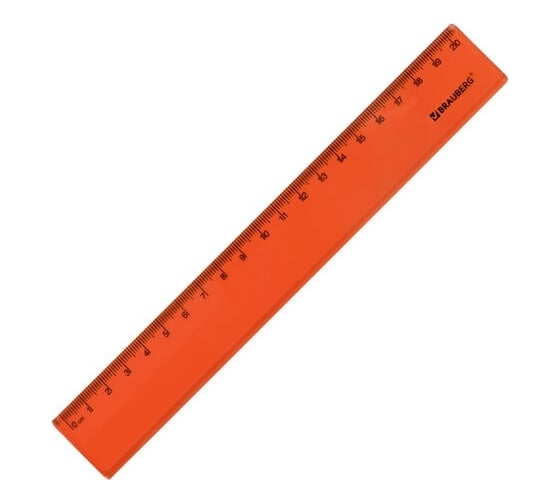 Пластиковая линейка BRAUBERG FRUITY 20 см, тонированная, ассорти 210766 1