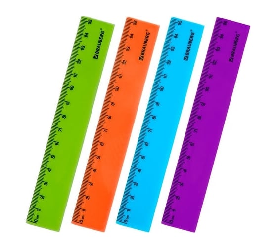 Пластиковая линейка BRAUBERG NEON 15 см, непрозрачная, ассорти 210750