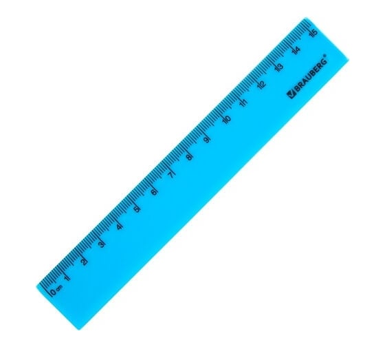 Пластиковая линейка BRAUBERG NEON 15 см, непрозрачная, ассорти 210750