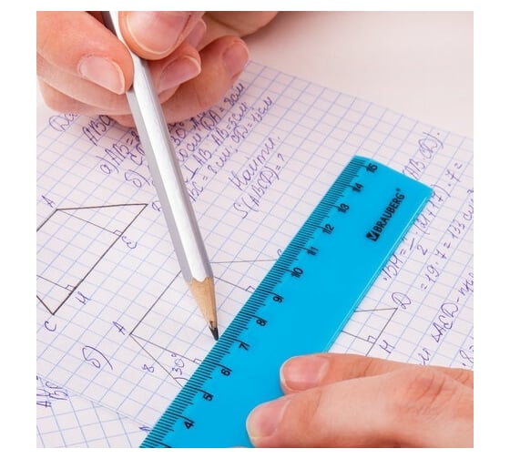 Пластиковая линейка BRAUBERG NEON 15 см, непрозрачная, ассорти 210750