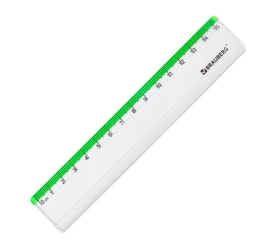 Пластиковая линейка BRAUBERG FRESH ZONE 15 см, прозрачная, с салатовой шкалой 210748