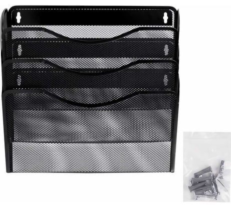 Настенные лотки для бумаг BRAUBERG Germanium 3 штуки, А4, 215x355x95 мм, металл, черные 237968