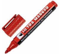 Перманентный маркер BRAUBERG ULTRA MARKER красный, 3.5 мм, с клипом 152205 23899275