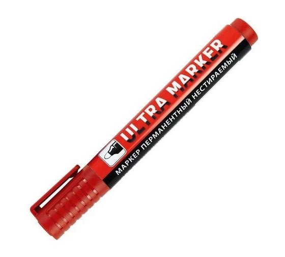 Перманентный маркер BRAUBERG ULTRA MARKER красный, 3.5 мм, с клипом 152205