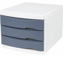 Бокс BRAUBERG Office-Expert с 3 выдвижными лотками, корпус светлый, лотки серые, 235x300x355 мм 238040