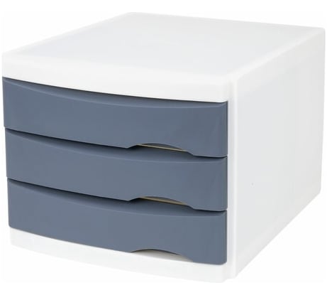 Бокс BRAUBERG Office-Expert с 3 выдвижными лотками, корпус светлый, лотки серые, 235x300x355 мм 238040