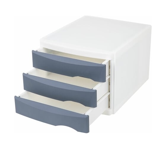 Бокс BRAUBERG Office-Expert с 3 выдвижными лотками, корпус светлый, лотки серые, 235x300x355 мм 238040