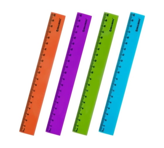 Пластиковая линейка BRAUBERG NEON 20 см, непрозрачная, ассорти 210773