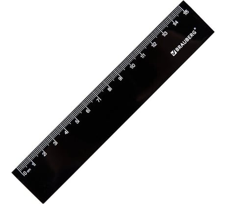 Пластиковая линейка BRAUBERG 15 см, непрозрачная, черная 210774