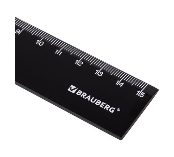 Пластиковая линейка BRAUBERG 15 см, непрозрачная, черная 210774