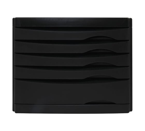 Бокс BRAUBERG Office-Expert с 5 выдвижными лотками, корпус чёрный, лотки черные, 235x300x355 мм 238043
