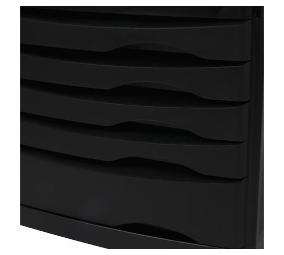 Бокс BRAUBERG Office-Expert с 5 выдвижными лотками, корпус чёрный, лотки черные, 235x300x355 мм 238043