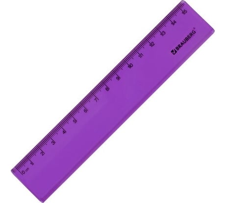 Пластиковая линейка BRAUBERG FRUITY 15 см, тонированная, ассорти 210765
