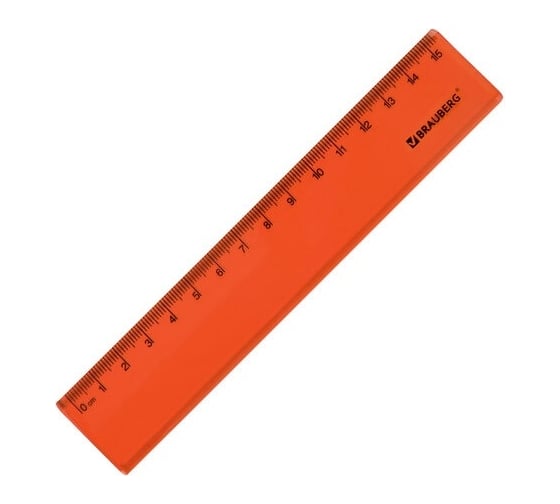 Пластиковая линейка BRAUBERG FRUITY 15 см, тонированная, ассорти 210765