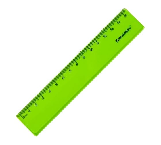 Пластиковая линейка BRAUBERG FRUITY 15 см, тонированная, ассорти 210765