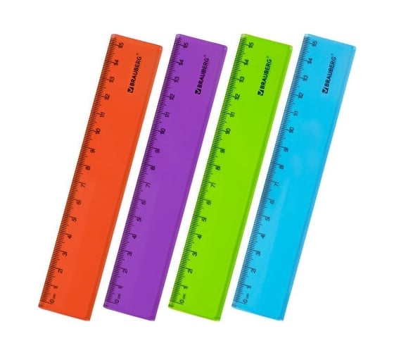 Пластиковая линейка BRAUBERG FRUITY 15 см, тонированная, ассорти 210765