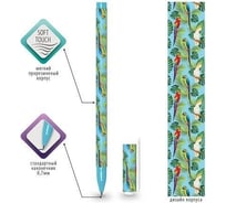 Шариковая ручка BRAUBERG SOFT TOUCH STICK PARROTS синяя, мягкое покрытие, узел 0.7 мм 143706