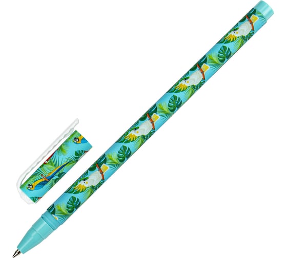 Шариковая ручка BRAUBERG SOFT TOUCH STICK PARROTS синяя, мягкое покрытие, узел 0.7 мм 143706