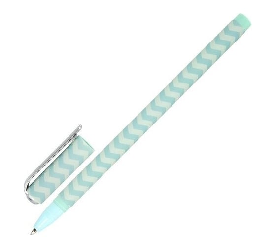 Шариковая ручка BRAUBERG SOFT TOUCH STICK GEOMETRIC синяя, мягкое покрытие, ассорти, 0.7 мм 143701 1