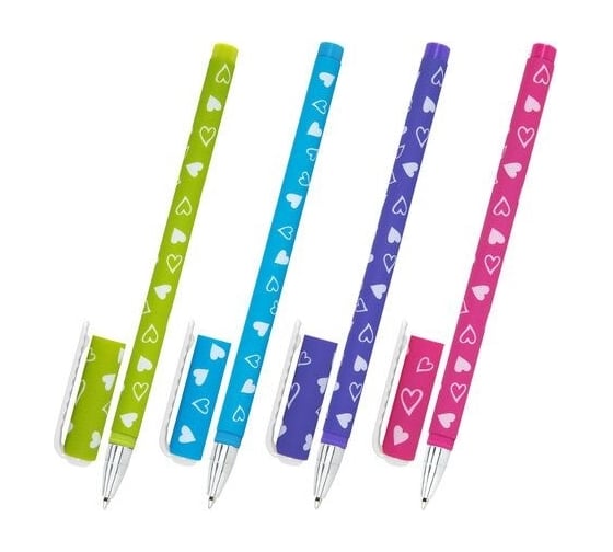 Шариковая ручка BRAUBERG SOFT TOUCH STICK FRESH ZONE HEARTS синяя, мягкое покрытие, ассорти, 0.7 мм 143700