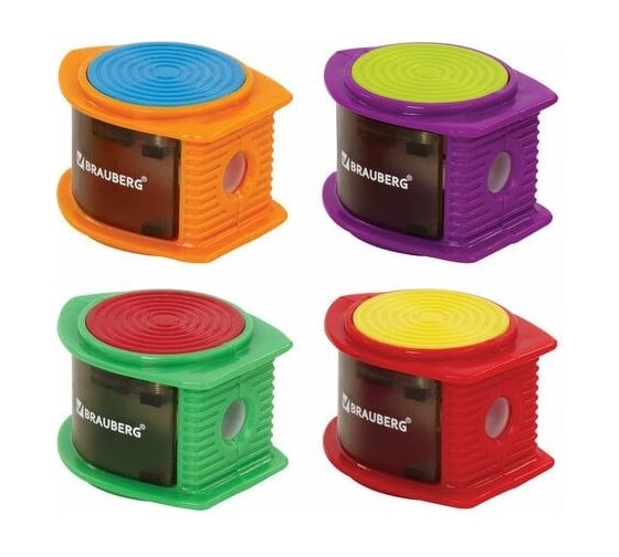 Точилка BRAUBERG Flash с контейнером, пластиковая, корпус ассорти 228472