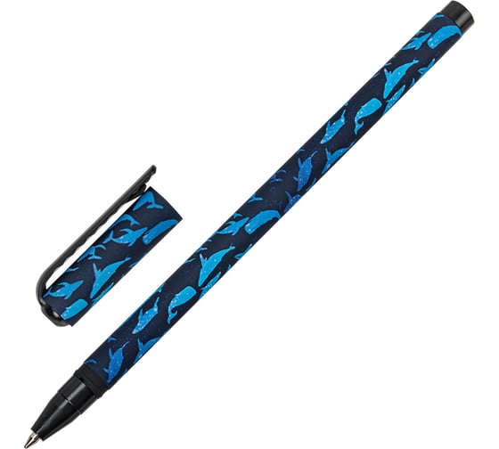 Шариковая ручка BRAUBERG SOFT TOUCH STICK WHALE синяя, мягкое покрытие, узел 0.7 мм 143709