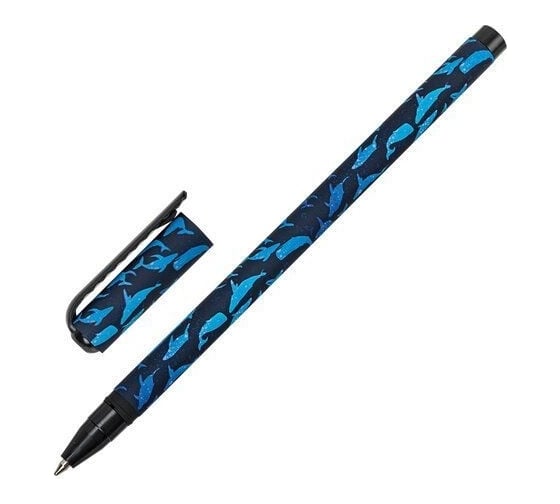 Шариковая ручка BRAUBERG SOFT TOUCH STICK WHALE синяя, мягкое покрытие, узел 0.7 мм 143709