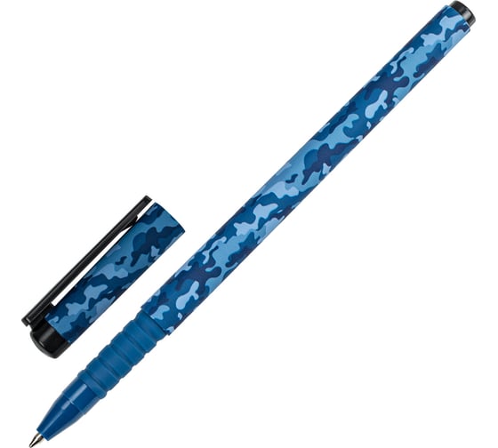 Шариковая ручка BRAUBERG  SOFT TOUCH GRIP MILITARY синяя, мягкое покрытие, узел 0.7 мм 143713 1