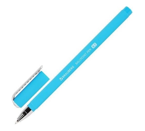 Шариковая ручка BRAUBERG SOFT TOUCH STICK NEON синяя, мягкое покрытие, ассорти, узел 0.7 мм 143697