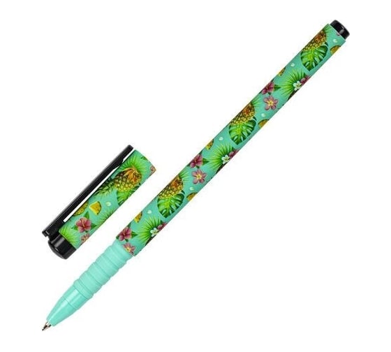 Шариковая ручка BRAUBERG SOFT TOUCH GRIP PINEAPPLE синяя, мягкое покрытие, узел 0.7 мм 143718